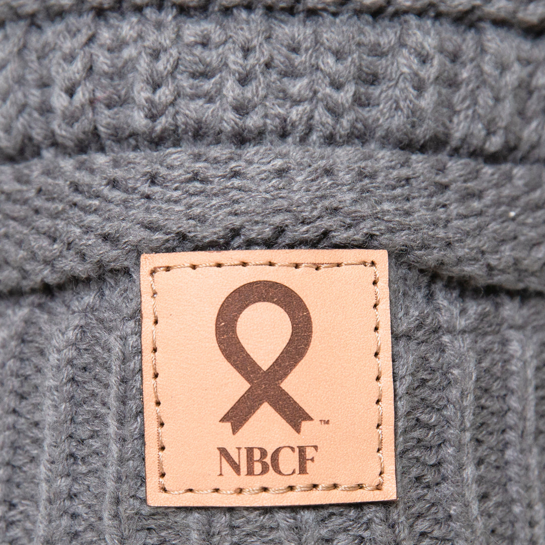 Breast Cancer Ribbon Winter Beanie - Gray - NBCF