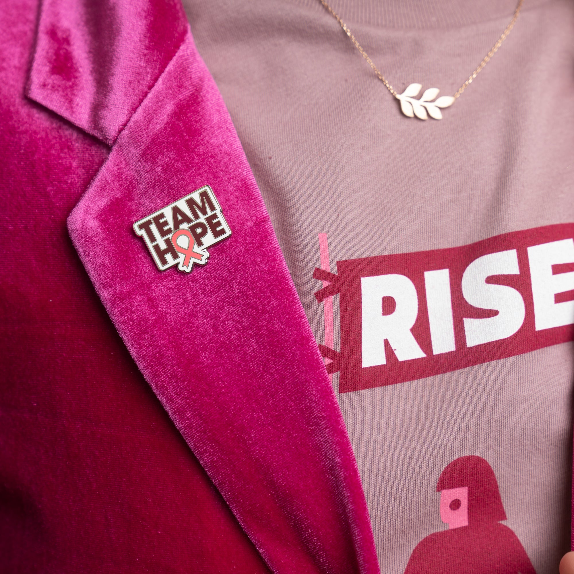 Team HOPE Pink Ribbon Lapel Pin - Pink - NBCF