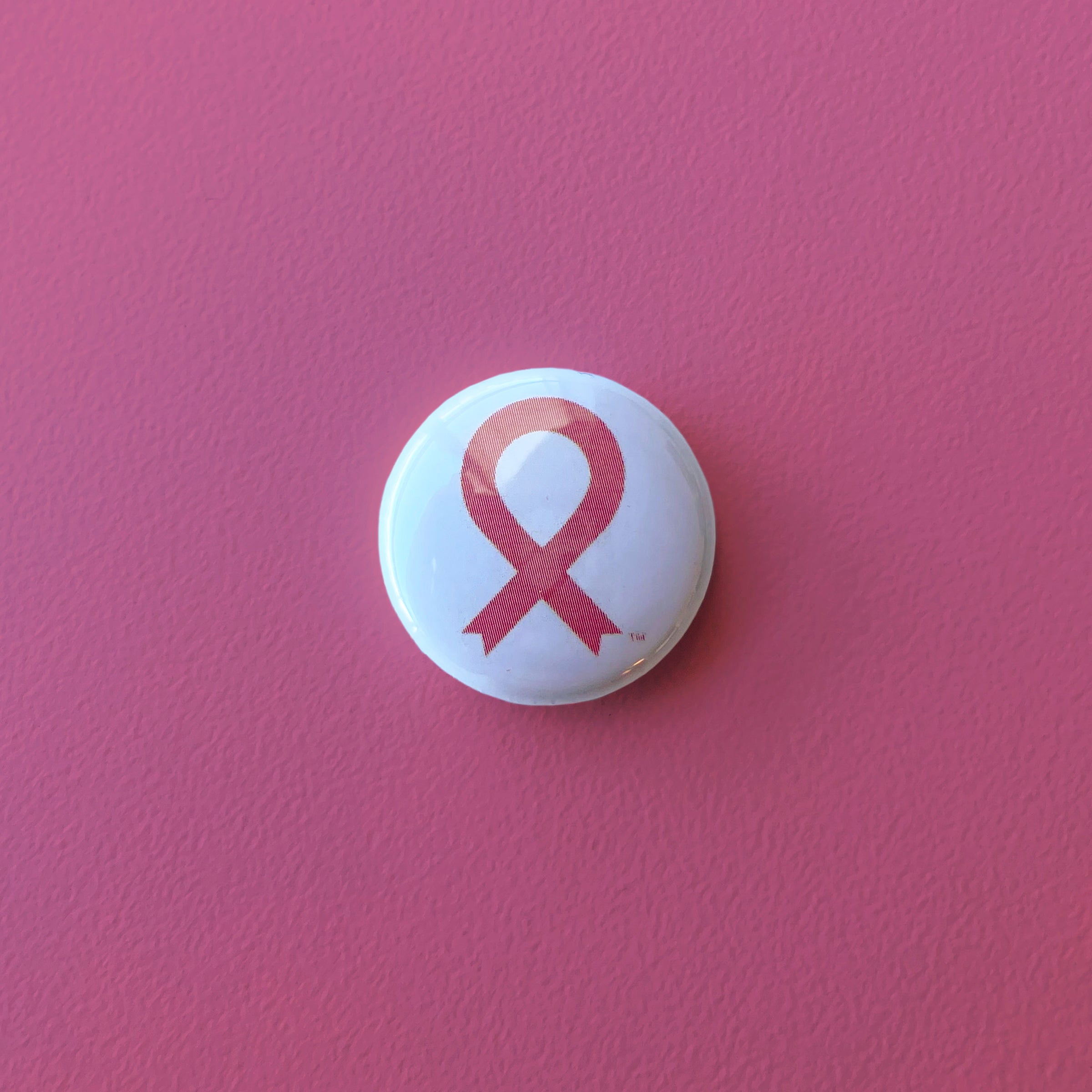 Pink Ribbon Pinback Button - Pink - NBCF