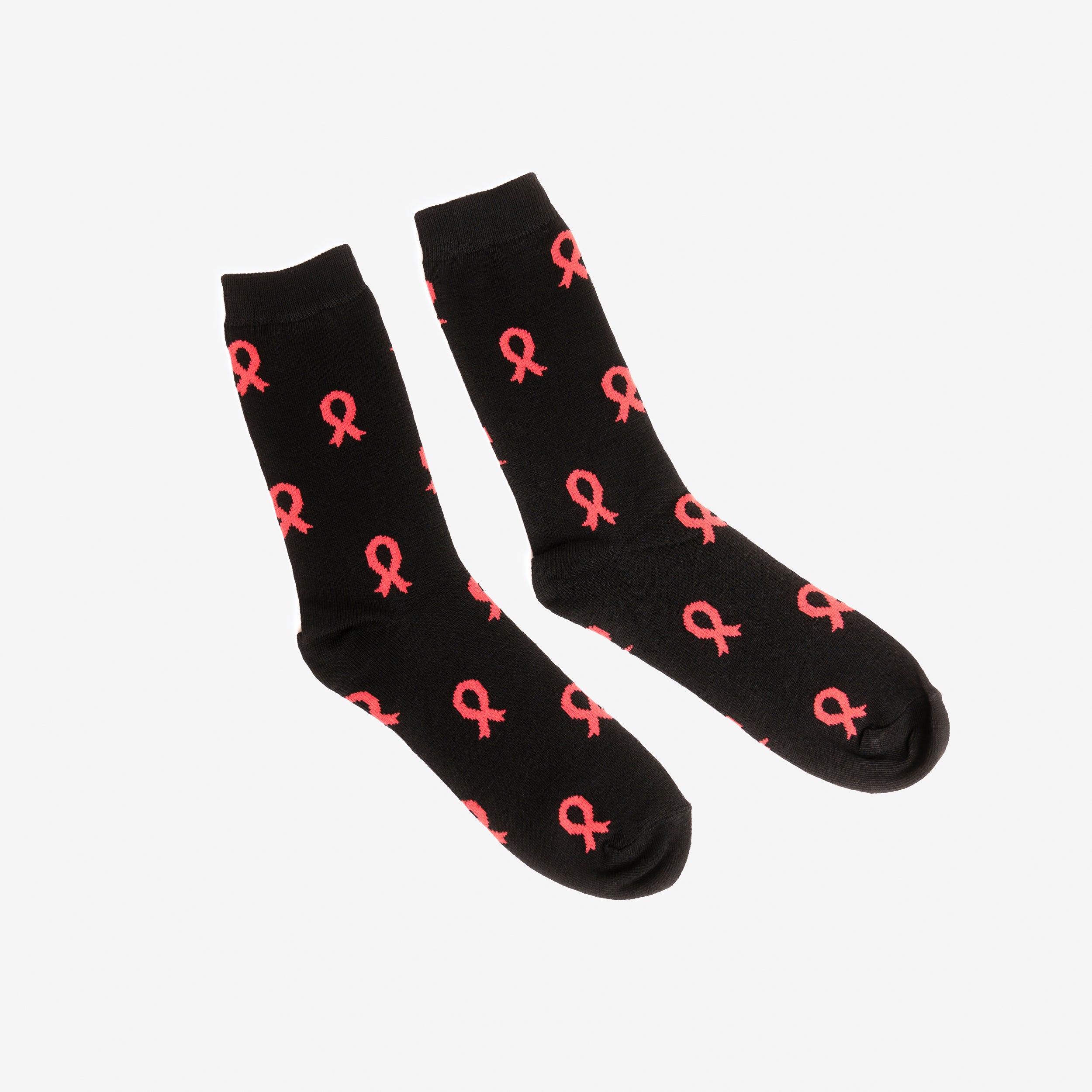 Pink Ribbon Breast Cancer Awareness Socks - Black - NBCF