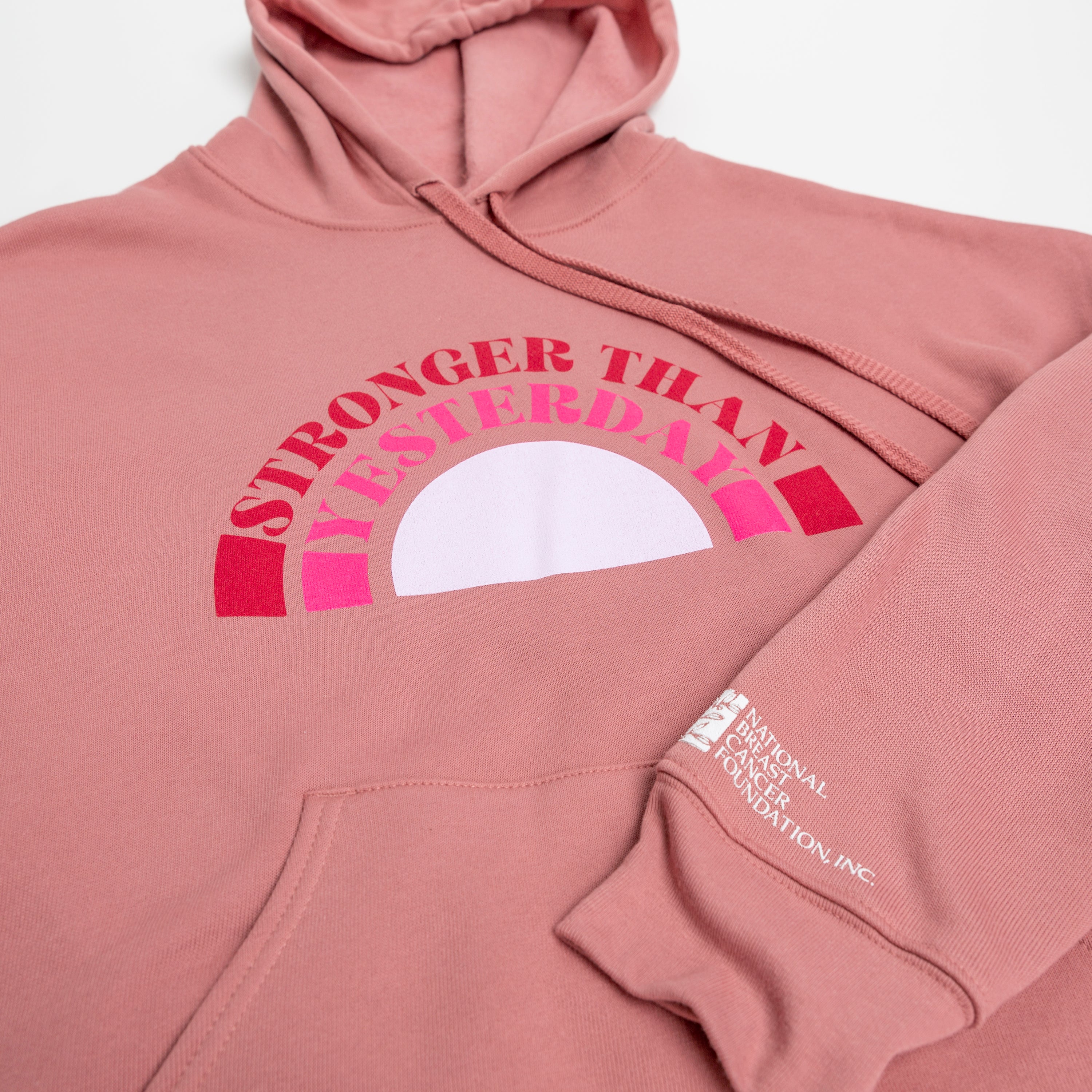 Stronger Than Yesterday Drawstring Hoodie - Pink - NBCF