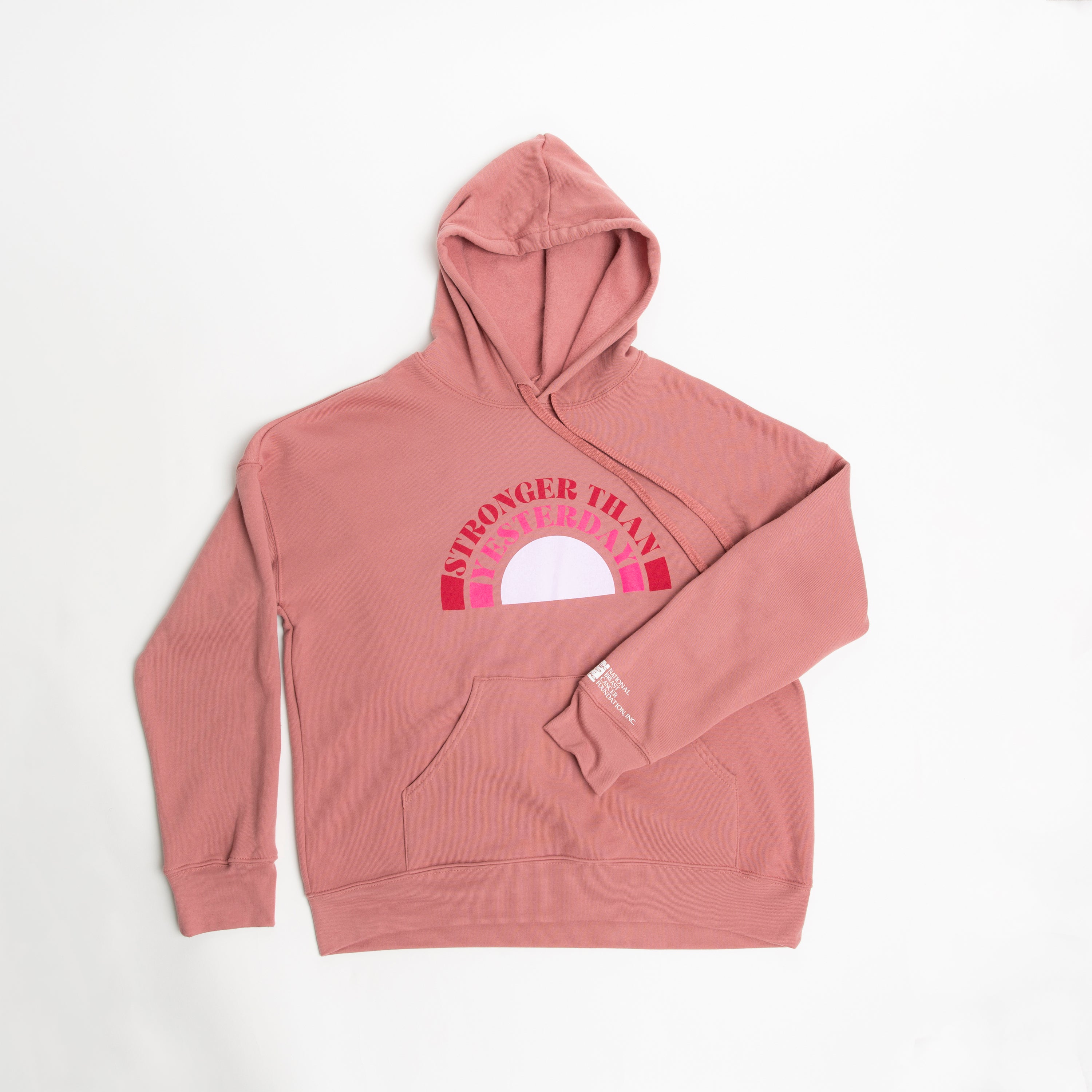 Stronger Than Yesterday Drawstring Hoodie - Pink - NBCF