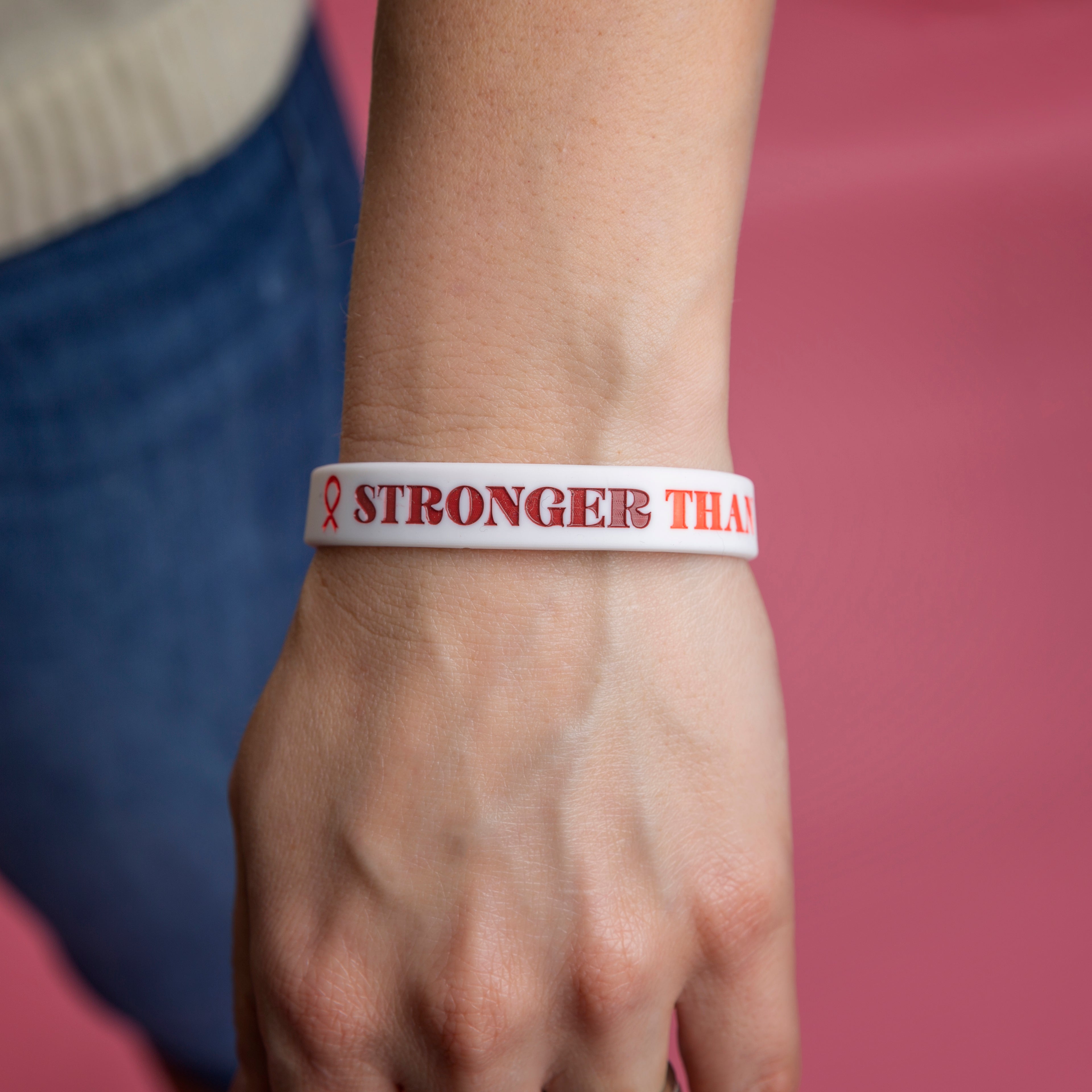 Stronger Than Yesterday Inspirational Silicone Bracelet - White - NBCF