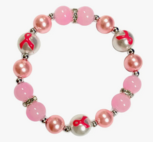 Load image into Gallery viewer, Pink Ribbon Pearl Beaded Bracelet
