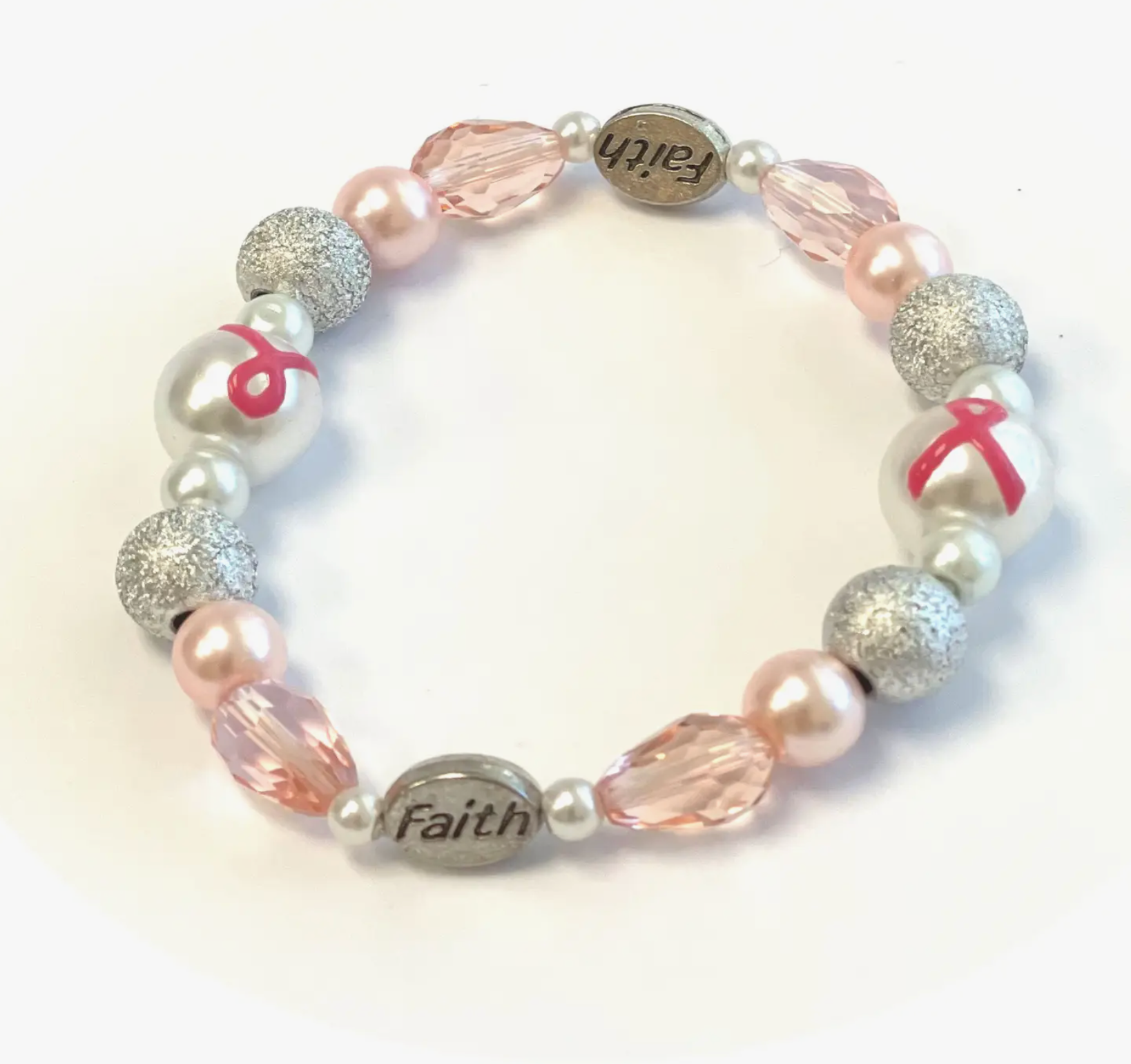 Pink Ribbon Pearl Beaded Bracelet – NBCF Shop