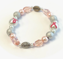 Load image into Gallery viewer, Pink Ribbon Pearl Beaded Bracelet