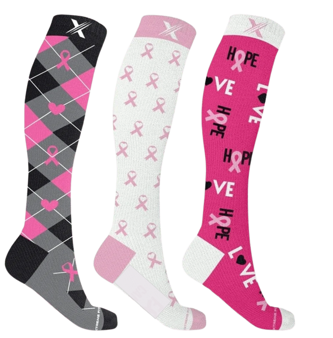 Breast Cancer Awareness Compression Socks (3-pairs)