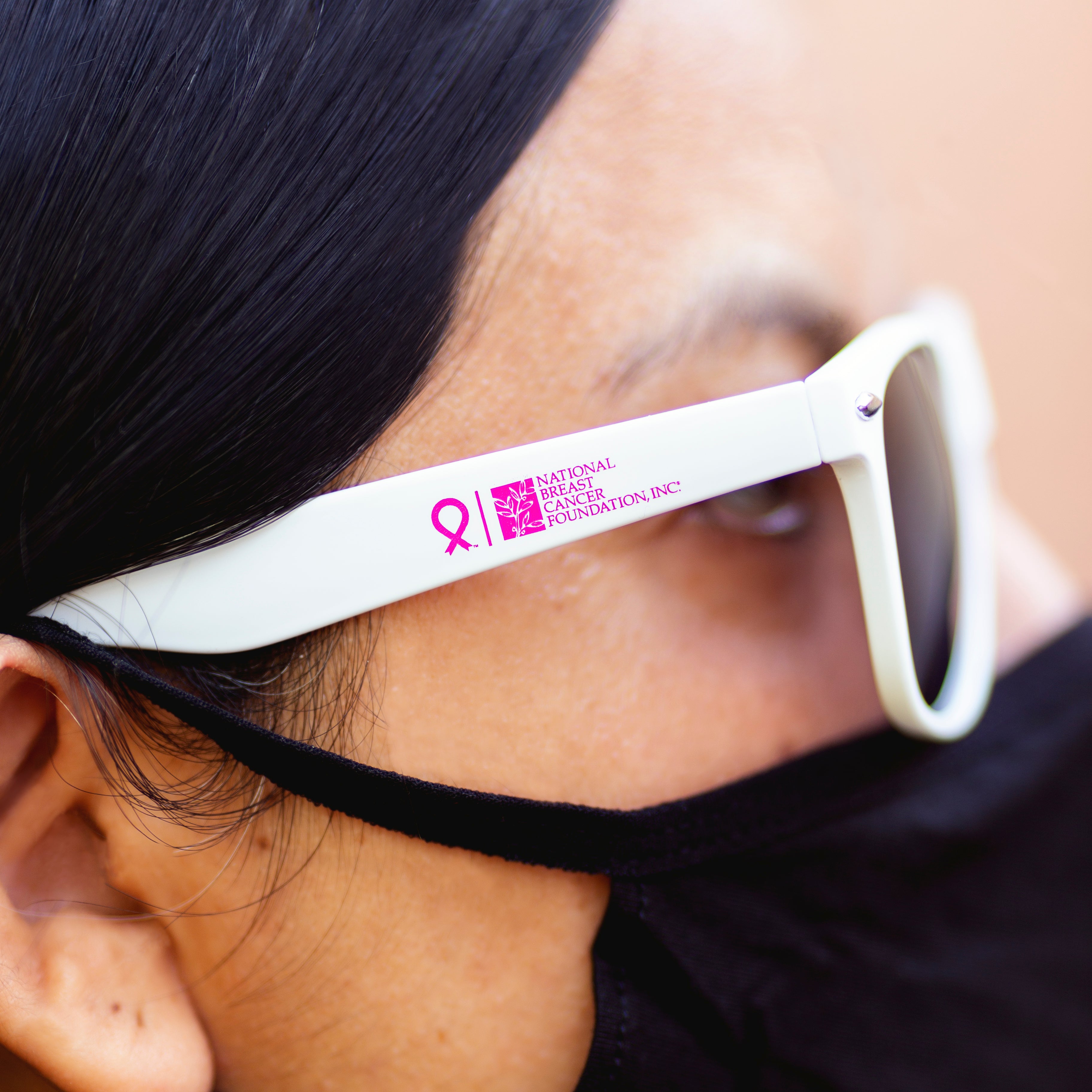NBCF Logo Pink Ribbon Sunglasses - White