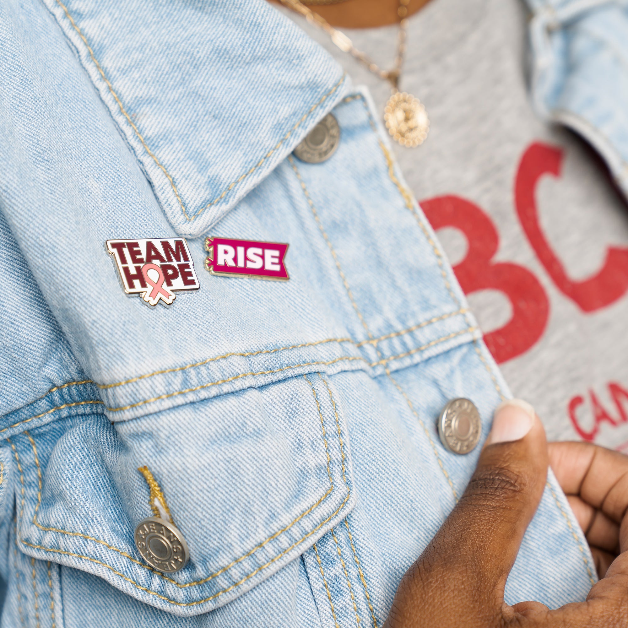 Team HOPE Pink Ribbon Lapel Pin - Pink - NBCF